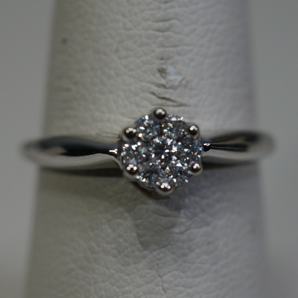 14kw Gold Genuine Diamond Cluster Ring